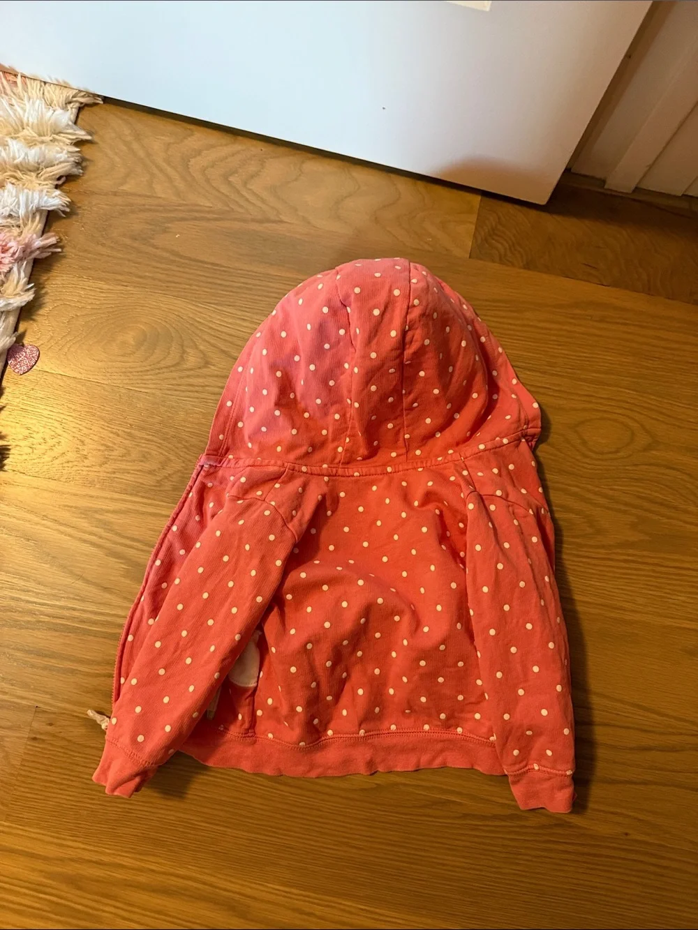 Carter's Coral Pink Polka Dot Hoodie with Unicorn Applique 18M